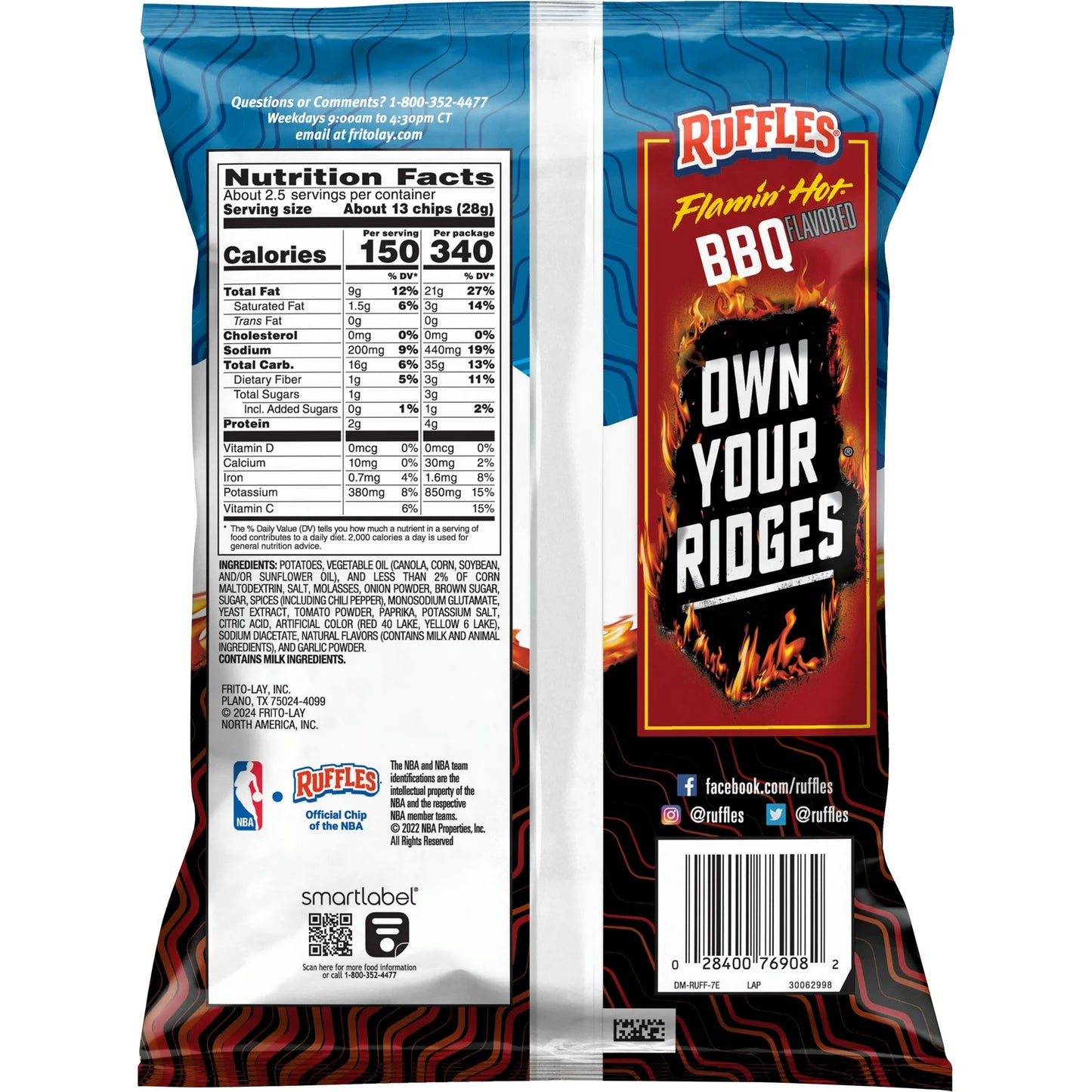 Ruffles Potato Chips Flamin' Hot BBQ