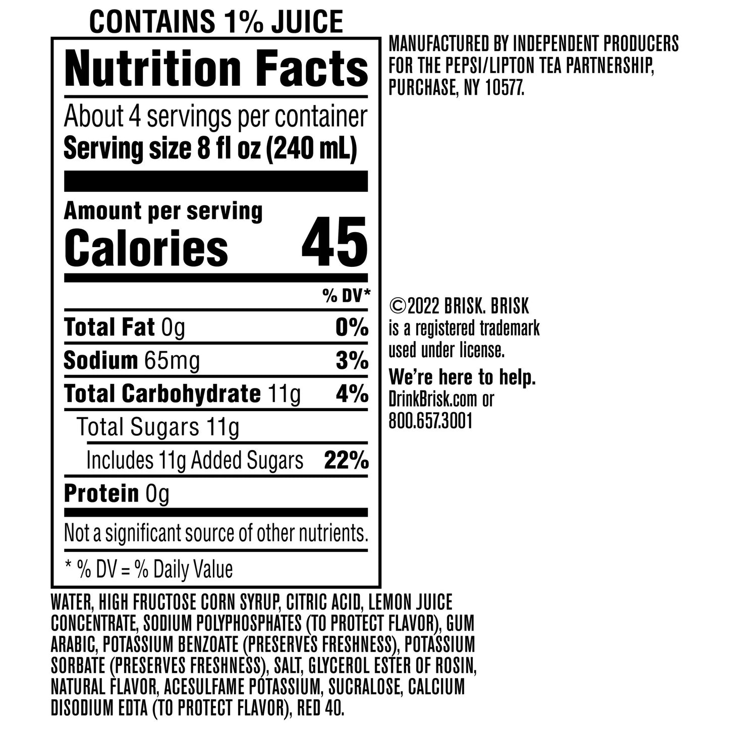 Brisk Iced Tea Lemon 12 Fl Oz
